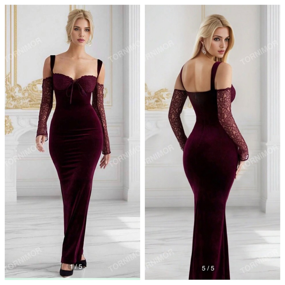 Cherley Black Cherry Velvet Maxi Dress